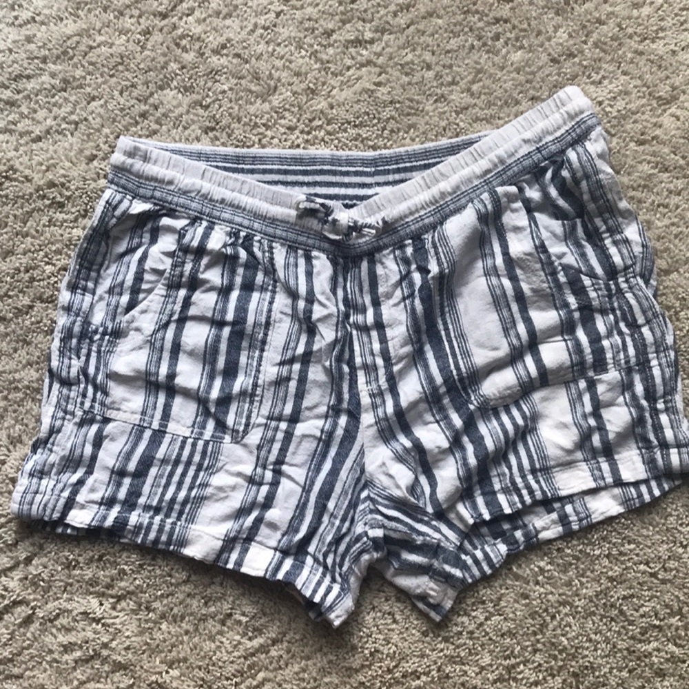 Blue and white striped shorts